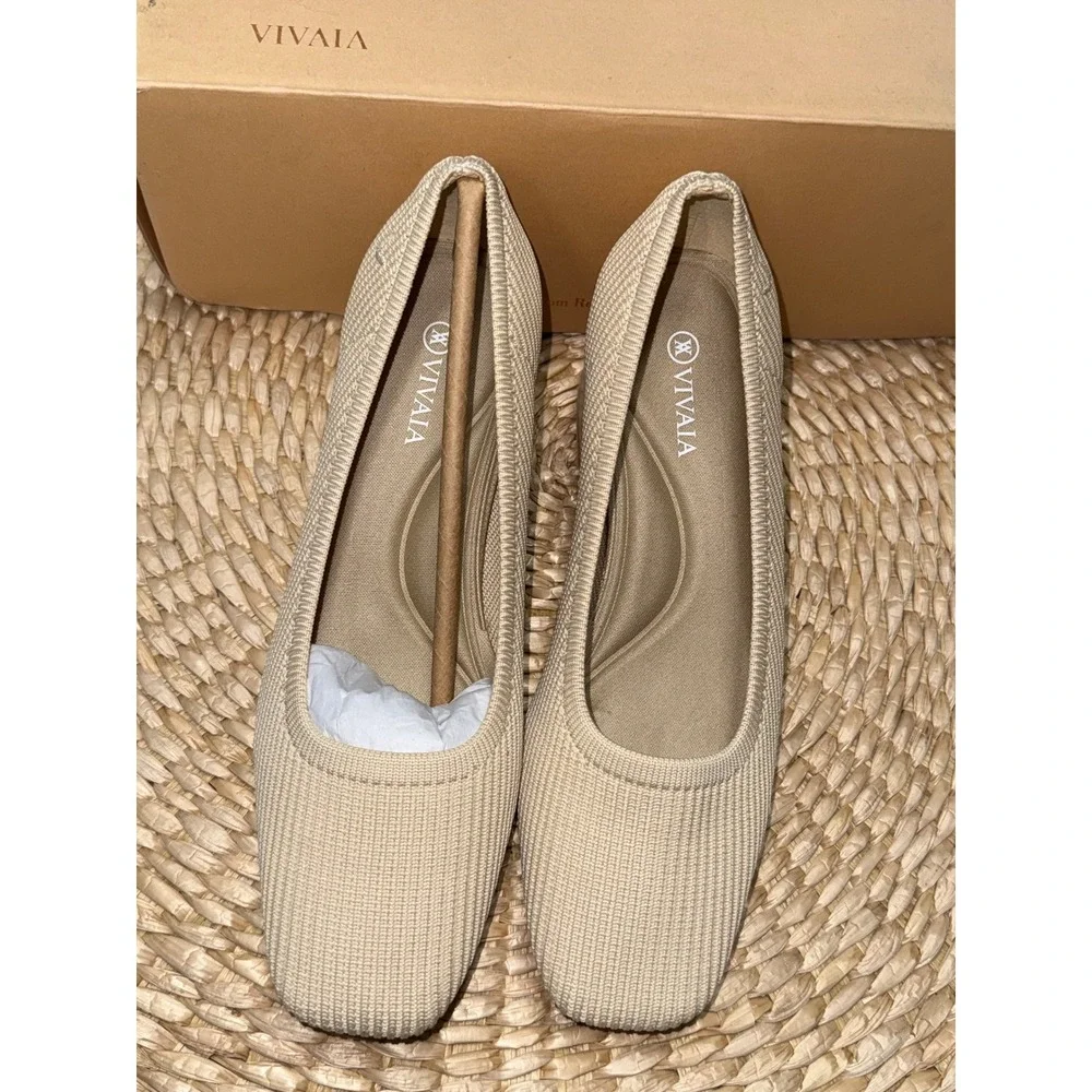 VIVAIA Knit Pumps Block Heel‎ Comfortable Classic Shoes size EU/35 US/5